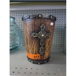 Plaster waste basket, cross motif