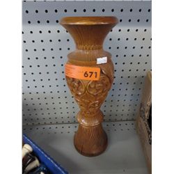Carved wood statuette. 15" tall, 6" dia.
