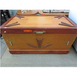 Wooden trunk 39" long x 22" deep, 21" tall