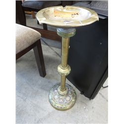 Enameled brass ashtray 24" tall, 9" dia base