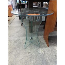 Glass pedestal accent table, 23" t x 21" dia.