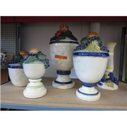 Five large scale ceramic statuettes