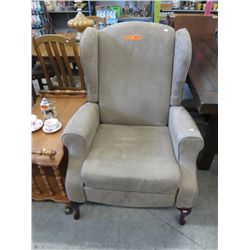 Upholstered wing back arm chair, microfiber, used