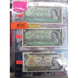 Canadian last 3 issues of the $1.00 Bill