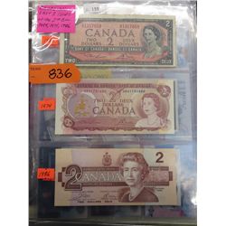 Canadian last 3 Issues of the $2.00 Bill