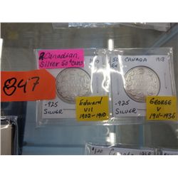 2 Silver .50 Cent Pieces