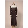 Image 1 : paule nelson silk chiffon dress With a ruffled high collar, cream coloured lace yoke and sleeve d...