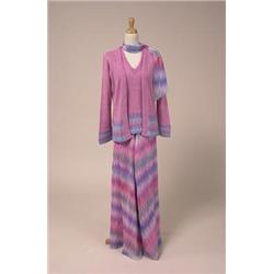 four piece outfit, yvonne originals Comprised of a cardigan, vest, scarf and palazzo pants. The s...