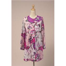 peignoir top BY emilio PUCCI FOR FORMFIT ROGERS The nylon bed jacket is printed with signature in...