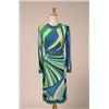 Image 1 : emilio pucci silk dress In silk jersey, printed with signature in shades of black, blue, green an...