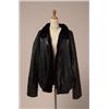 Image 1 : GENTLEMAN'S LEATHER JACKET WITH MINK COLLAr The black leather bomber style zippered jacket has a...