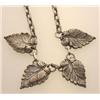Image 1 : retro silver plate necklace The necklace is designed as oval links suspending four hollow stylize...