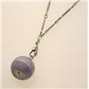 Image 1 : lady's vintage pendant watch and chain In silver, with lavender and white guilloche enamel, the b...