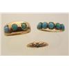 Image 1 : three Victorian turquoise rings First, an 18K yellow gold domed band is set with three 3.2 mm. ro...
