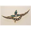 Image 1 : antique bar pin In 15K yellow gold, the bar pin is designed as a stylized flower above a swag s...