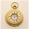 Image 1 : lady's pocket watch, gold case The 18K yellow gold demi-hunter case with blue enamelled Roman num...