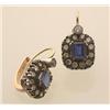 Image 1 : sapphire cluster drop earrings In silver topped 14K rose gold, with European hinged backs for pie...