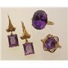 Image 1 : a collection of gold and synthetic alexandrite jewellery First, a 14K rose gold ring features a...