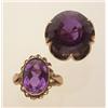 Image 1 : two vintage gold and synthetic alexandrite rings First, in 14K yellow gold, a 17.2 x 10 mm. rou...