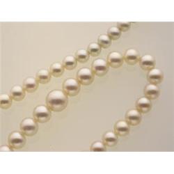 CULTURED PEARL NECKLACE A single strand of eighty off round white cultured pearls graduating from...