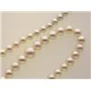 Image 1 : CULTURED PEARL NECKLACE A single strand of eighty off round white cultured pearls graduating from...