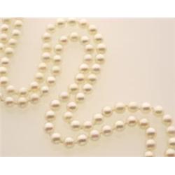cultured pearl necklace A single strand of one hundred-fourteen matched off round cultured pearls...