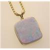 Image 1 : gold and opal doublet pendant and chain The custom made pendant is in 14K yellow gold and is a be...