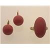 Image 1 : coral and gold ring and earrings The ring is a simple bezel setting for a 20.2 x 11.1 x 4.8 mm. o...