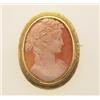 Image 1 : shell cameo brooch/pendant The engraved and rope edged 18K yellow gold frame has a decorative hin...