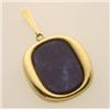Image 1 : gold and SODALITE pendant An 18.7 x 29.8 mm. curved rectangular plaque of sodalite is set within...