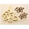 Image 1 : gold pendant and earrings In 10K and 14K yellow gold, the handmade, freeform, open work design pe...