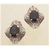 Image 1 : sapphire and diamond ballerina cluster earrings In 14K white gold, with yellow gold posts for pie...