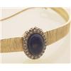 Image 1 : lady's vintage gold, lapis and diamond wristwatch, dial signed eBel The case and attached texture...