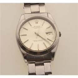 gentleman's vintage rolex wristwatch The case and bracelet are in stainless steel, signed Montres...