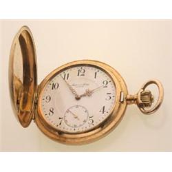 pocket watch signed Audemars, Freres, gold case The 14K yellow gold engine turned hunter case con...