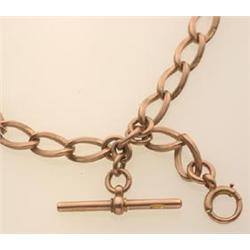 gentleman's vintage rose gold watch chain The curb link chain has each link stamped 9,375; with a...