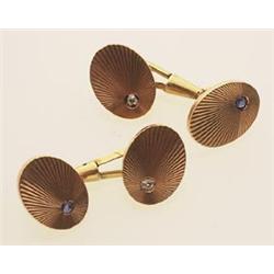 gold, sapphire and diamond cufflinks In 18K rose and yellow gold, the double faced links are each...