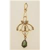 Image 1 : Edwardian gold, seed pearl and tourmaline pendant In 14K yellow gold, a fluted bail suspends on o...