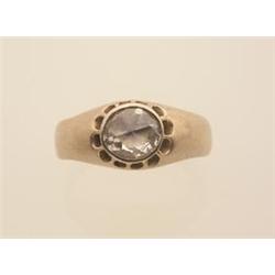 antique rose cut diamond and gold ring In 14K yellow gold, the domed tapering band features a .39...