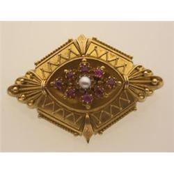 Victorian sentimental brooch In 14K yellow gold with a bloomed finish, the navette shape brooch f...