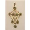 Image 1 : vintage demantoid garnet, pearl and gold pendant In 18K yellow gold, an openwork lattice design w...