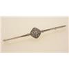 Image 1 : vintage diamond and emerald bar pin In platinum topped 18K yellow gold, a straight bar set with d...