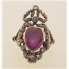 Image 1 : antique ruby and diamond ring In silver-topped gold, the design of a styled bow leading to a garl...