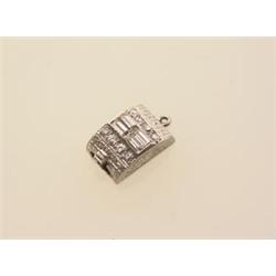 vintage platinum and diamond clasp In platinum, the domed rectangular clasp with millegrain and e...