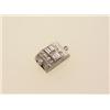Image 1 : vintage platinum and diamond clasp In platinum, the domed rectangular clasp with millegrain and e...
