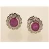 Image 1 : ruby and diamond clusters earrings In 14K white gold with posts for pierced ears, each cluster is...