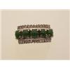 Image 1 : vintage jade and diamond ring In 18K white gold, designed as a row of five round jade cabochons,...