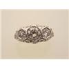 Image 1 : antique style diamond ring The platinum pierced, millegrained ring is set with a round European c...
