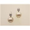 Image 1 : vintage pearl and diamond earrings In 14K white gold, for non pierced ears; each designed as one...
