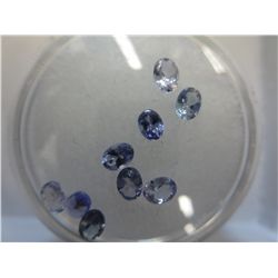 Collection of oval cut Tanzanite gemstones